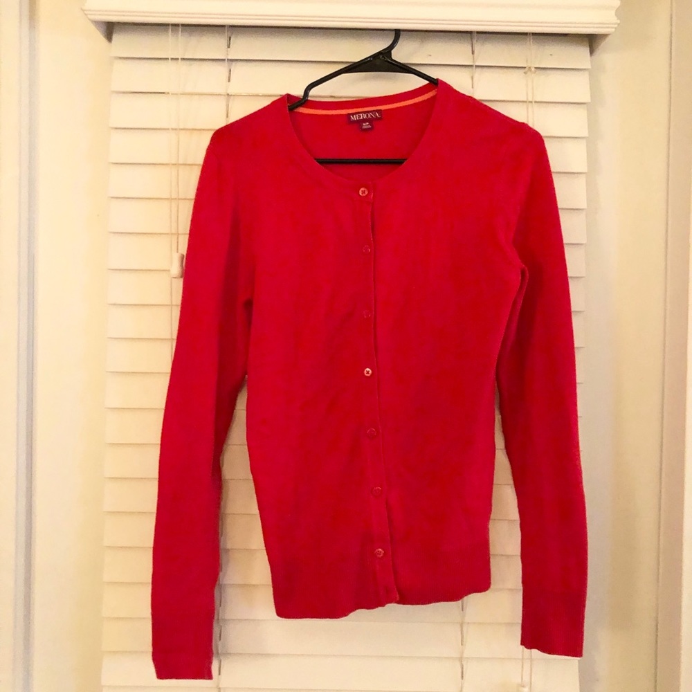 2/$10 Red Button-Up Cardigan Merona, Small